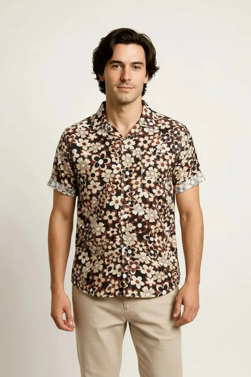 Loose Fit Men's Patterned Button Ups