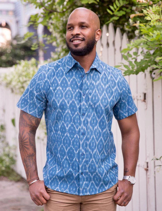 Loose Fit Men's Patterned Button Ups
